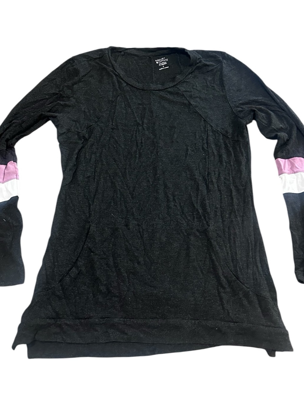 Market & Spruce Black Color Block Long Sleeve Tunic Top Size M